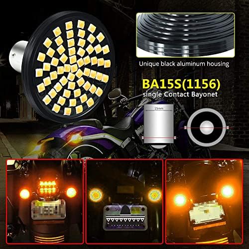 2 1156 Harley Davidson led ışık Ampul Amber Süper Parlak 60-SMD 3030 Cips lens Değiştirme Motosiklet Koşu Sürüş Dönüş Sinyali