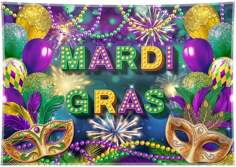 ZTHMOE 96x72 inç Kumaş Mardi Gras Zemin Masquerade Festivali Karnaval Fotoğraf Arka Plan New Orleans Boncuk Parti Süslemeleri