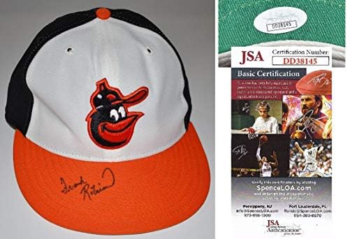 Frank Robinson İmzalı-İmzalı Vintage Baltimore Orioles Beyzbol Şapkası-Yeni Dönem Gömme Şapka + JSA Orijinalliği - İmzalı