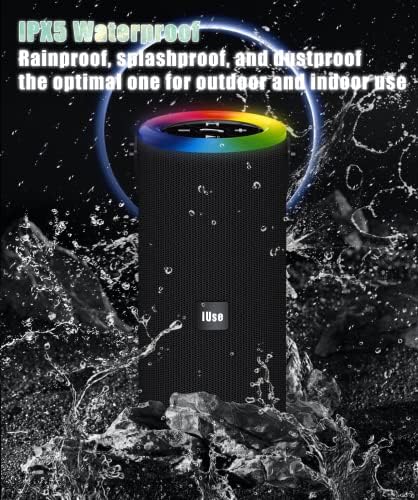 bluetooth Hoparlör, 360° Stereo Ses ve RGB ritim ışığı ile Taşınabilir Kablosuz Hoparlör, 20W Yüksek Sesli Derin Baslı Su