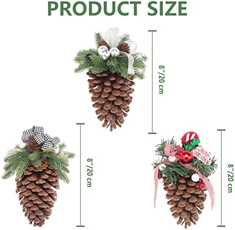 Süper Tatil Noel çam Kozalakları Süslemeleri, 3 ADET Rustik Asılı El Yapımı Büyük Çam Kozalakları Süsler Noel Ağacı için