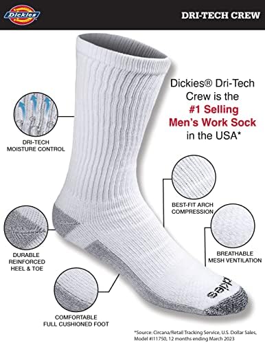 Dickies Erkek Dri-tech Nem Kontrol Mürettebat Çorapları Çoklu Paket
