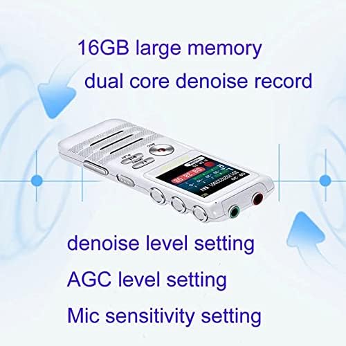 TBIIEXFL 16 GB Renkli Ekran Ses Aktif Kaydedici 1536 KBPS Kayıt Dijital Ses Kayıt MP3 Müzik Çalar Kulaklık (Boyut : 16 GB)