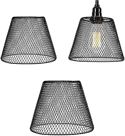 Metal ışık kafesi, Vintage lamba Guard kolye dize ışıkları endüstriyel avize tavan armatürü lamba gölge (3-Pack)