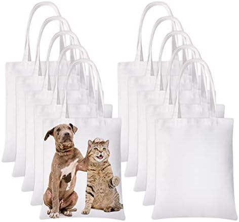 10 Adet Süblimasyon Bez Çantalar Baskı Boş bez alışveriş çantası Dekorasyon ve DIY İşçiliği için Beyaz