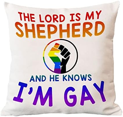 Gökkuşağı Gurur Eşcinsel Lezbiyen Aynı Seks LGBTQ Atmak Yastık Örtüsü Efendisi Benim Çoban ve O Bilir ben Eşcinsel Yastık
