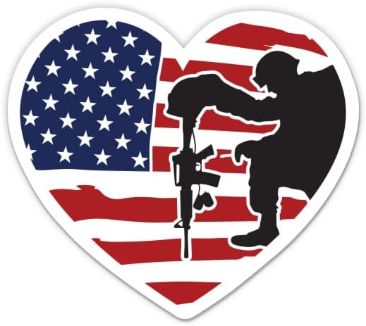 ABD Bayrağı Kalp Askeri Veteran Çıkartmaları - 2 Paket 3 Çıkartmalar-Araba, Telefon, Su Şişesi, Dizüstü Bilgisayar için Su