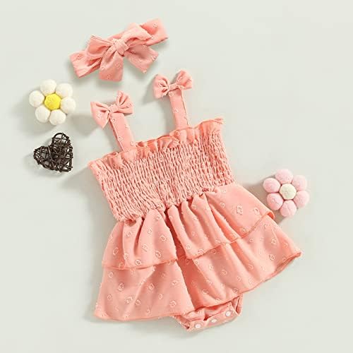 Yenidoğan Bebek Kız Romper Elbise Çiçek Kolsuz Spagetti Kayışı Bodysuit Tutu Etek Bandı yaz kıyafetleri