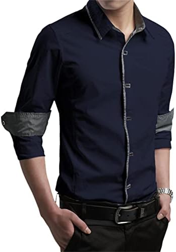 DGKaxıyaHM erkek Açık Baggy Gömlek Uzun Kollu İnce Bluz İş Temel Rahat Gömlek Düz Renk Düğme Aşağı Elbise Gömlek