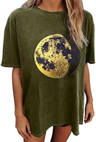 Gevşek sağlıklı tişört Kadınlar için Vintage Grafik Baskı Gömlek Yuvarlak Boyun Kısa Kollu Tee Üstleri Yaz Casual Bluzlar