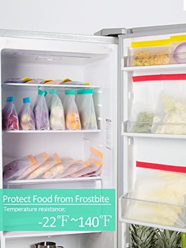 ANPHSIN 24 Paket Yeniden Kullanılabilir Gıda Saklama Torbaları - Ayağa Kalkın ve Düz Kilitli Torbalar BPA İçermeyen Dondurucu