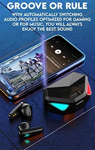 Acuvar Tamamen Kablosuz Bluetooth 5.2 Şarj Edilebilir Su Geçirmez Sweatproof Oyun Kulaklığı Mikrofonlu Kulaklıklar, RGB LED