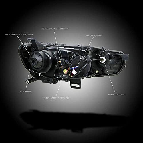 ECP-AUTOTEİLE için fit 08-17 Lancer / EVO X CJ CF Evrim Kırmızı Şeytan Göz Halo Projektör LED Far Karartılmış