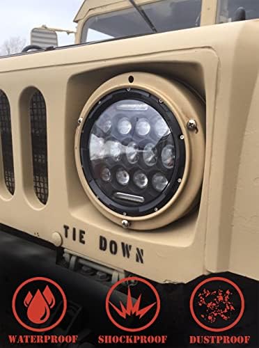 Askeri Araç 7 inç LED Yuvarlak far takımı Çift artı Kablo, Beyaz Hi/lo Işın, Humvee M Serisi ve Jeep ile uyumlu, 2 paket