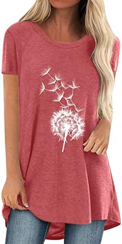 CGGMVCG kadın Yaz Üstleri Yaz Bayan Kısa Kollu Ekip Boyun Çiçek Petal baskılı tişört Üst Bayan T Shirt Yaz