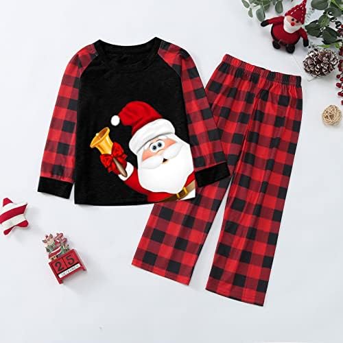 Eşleşen Noel Pijama Aile için, Noel Uzun Kollu Kırmızı Ekose Üst Ekose Pantolon Rahat Aile Noel Pjs Kıyafetler