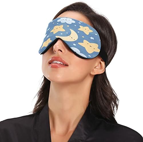 xıgua Sevimli Ay Yıldız Uyku Göz Maskesi Ayarlanabilir Kayış ile, nefes Karartma Rahat Uyku Göz Maskesi Erkekler ve Kadınlar