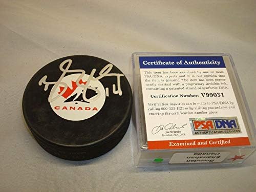 Brendan Shanahan İmzalı Kanada Takımı Hokey Diski İmzalı PSA / DNA COA 1A-İmzalı NHL Diskleri