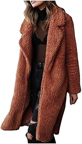 FOVİGUO Bayan Mont Ve Ceketler, İş Uzun Kollu Tunik Kadın Moda Kış Açık Ön Düz Renk Tunik Sıcak V