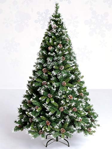 7.8 FT Akın Kar Noel Ağacı, Yapay Noel çam Ağaçları Menteşeli suni çam kozalağı Dekorasyon Aydınlatılmamış, Metal Standı