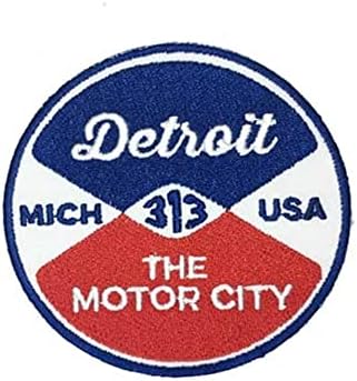 Detroit Makaralı Nakış Yaması İşlemeli 3 inç Çapında Ütüleyin veya Dikin
