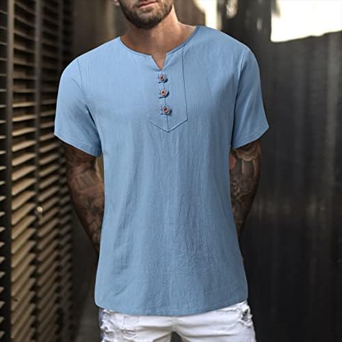 Yaz Gömme Elbise Gömlek Erkekler için Erkekler Yaz Düz Renk Gömlek Tops Pamuk ve Kısa Kollu V Gömlek Kravat