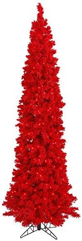 Vickerman 4.5 Akın Kırmızı Köknar Yapay Noel Ağacı, Aydınlatılmamış Karla Kaplı Sahte Ağaç Mevsimlik Kapalı Ev Dekor