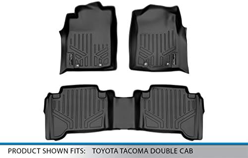 SMARTLİNER Özel Fit Paspaslar 2 Satır Astar Seti Siyah 2012-2015 Toyota Tacoma için Çift Kabin