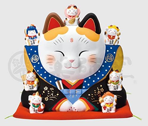 Yakushigama 7656 Nishikaisai Yedi Şanslı Tanrı Şanslı Şanslı Şanslı Maneki Kedi No. 16, Geliştirilmiş Şans, Feng Shui Heykelcik,
