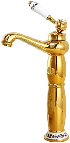 BıaoTeng Altın Havza Musluk, Vintage Pirinç banyo lavabo musluğu, banyo muslukları Lavabo 1 Delik Altın, Vintage banyo muslukları