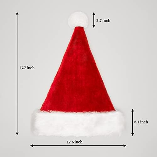 Noel Baba Şapkaları Yetişkin, Yetişkinler için Noel Şapka, Unisex Kadife Klasik Noel Şapka Aile için Noel Yeni Yıl Tatil