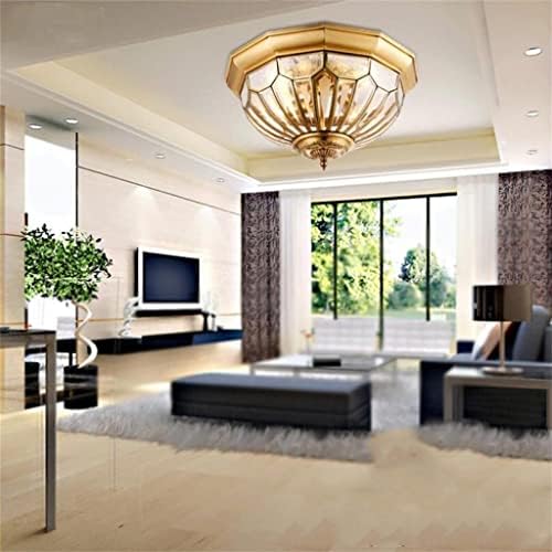 WYFDP dekoratif E27 bakır Retro LED tavan ışık ev aydınlatma oturma odası parlak gömme montajlı tavan ışığı (Renk: D, Boyut: