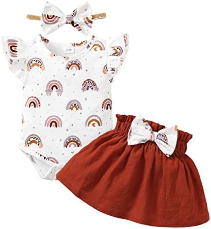 SOBOWO Yenidoğan Bebek Kız Etek Seti fırfırlı kıyafet Çiçek İlmek Tutu Elbise Kafa Bandı 3 Adet Bebek yaz giysileri Seti