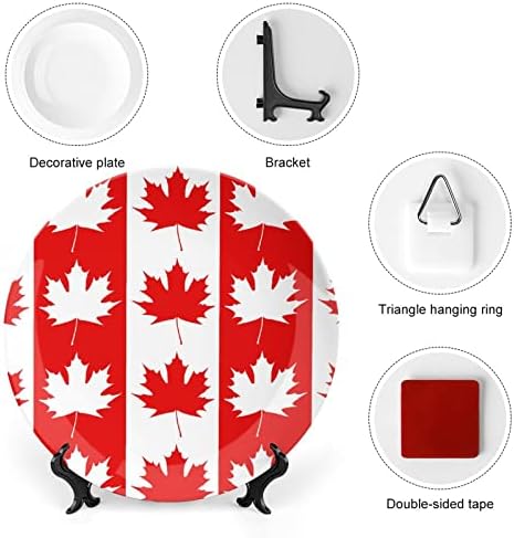 Kanada Akçaağaç Yaprağı Dekoratif Levha Yuvarlak seramik tabak Kemik Çini Tabak Ekran Standı ile Parti Düğün Dekor için