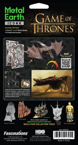 Metal Toprak Büyülenmeler Premium Serisi Oyun thrones Drogon 3D Metal model seti Cımbız ile Paket