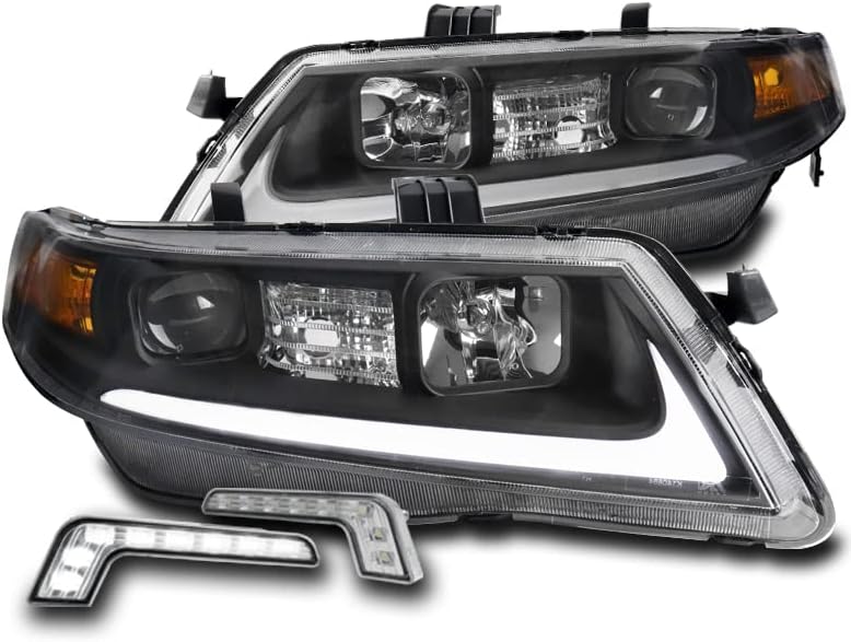 ZMAUTOPARTS LED DRL siyah projektör farlar farlar ile 6.25 beyaz LED DRL ışıkları 2004-2008 Acura TSX için