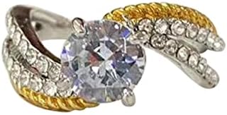 Moda Zarif Elmas Zirkon Yüzük Kadınlar için Nişan Yüzüğü Takı Hediyeler Kadınlar için Paslanmaz Çelik Yüzük Seti (Gümüş,