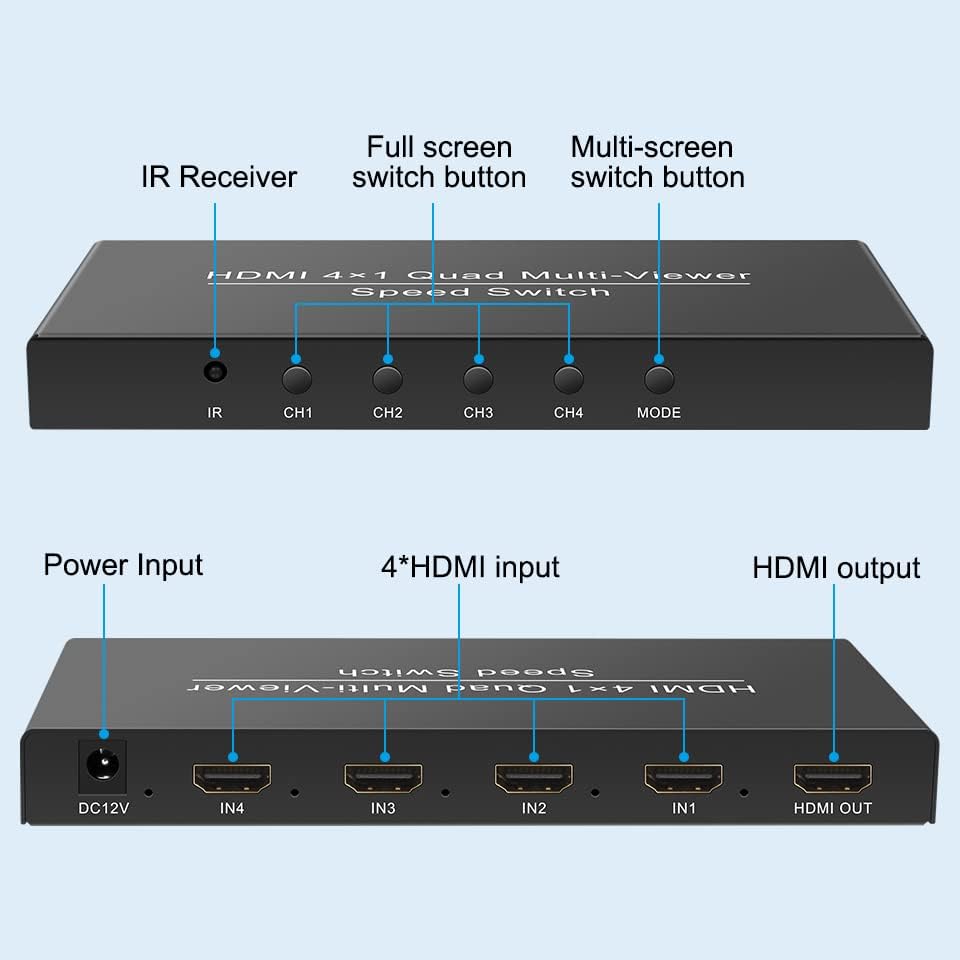 HDMI 1.3 a ile Uyumlu 1080P HDMI 4x1 Dörtlü Çoklu görüntüleyici Segmentasyon Dönüştürücü Ekran Ayırıcı