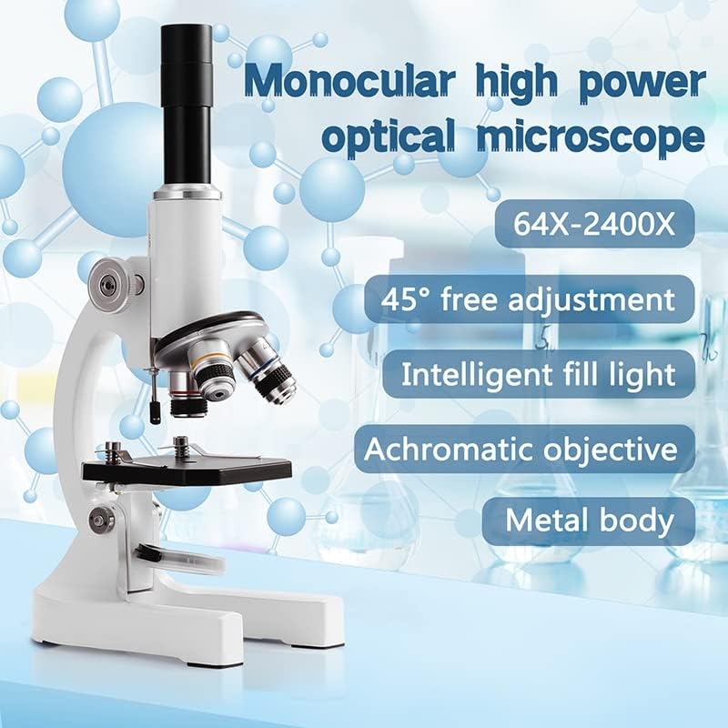 Mikroskop Aksesuarları Kiti Yetişkinler için 64X-2400X Monoküler Optik Mikroskop İlkokul Çocukları Bilim Deneysel Biyoloji