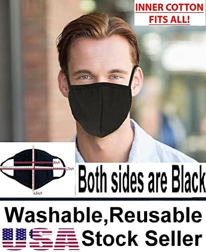 GALAXYLENSE 5 Paket Pamuk Yıkanabilir, Yeniden Kullanılabilir Siyah Yüz Maskesi, ağız maskesi Nefes Kişisel Bakım Koruması