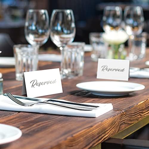 Düğün Restoranı için 10 Paket Gümüş Rezerve Masa Tabelaları - Düğün için Rezerve Tabelalar-Çift Taraflı Rezerve Masa Tabelaları-Masalar