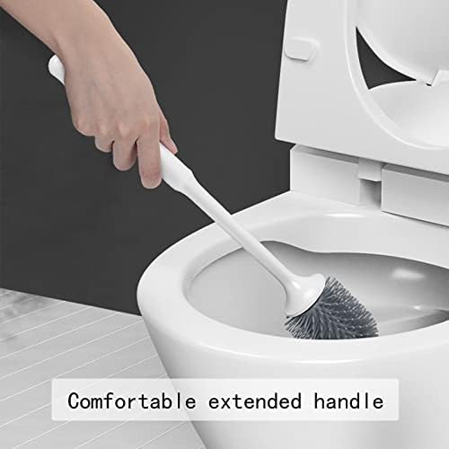 4u7S34 Tuvalet Fırçası ve Tutucu Seti Silikon Kıllar Banyo Temizleme Kase Fırça Seti