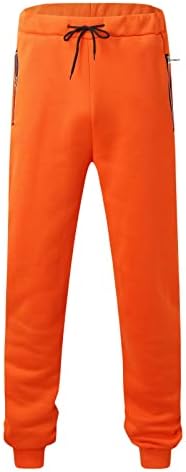 Sweatpants Erkekler için Stil Gevşek Fermuarlı Cebi İpli Elastik Bel Katı spor pantolon Tam Boy Pantolon