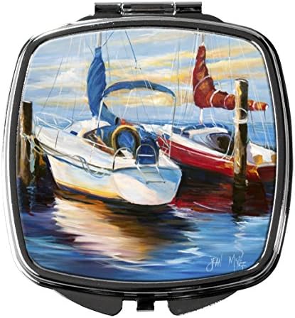Caroline's Treasures JMK1242SCM Simetri Yelkenli Kompakt Ayna, Kadın Kız Hediyeler için Dekoratif Seyahat Makyaj Aynası Cep