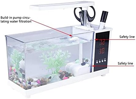 ZLBYB Mini akvaryum Balık USB Akvaryum led ışık ile lcd ekran Ekran ve Saat balık akvaryumu balık tankları Siyah / Beyaz