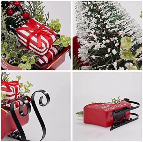 Masa üstü Noel Dekoru ve ev dekorasyonu için Noel ağacı ve hediye kutusu ile Emadgift Noel Metal kızak Dekorasyonu-Sıcak