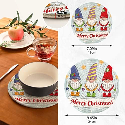 ALAZA Sevimli Noel Karikatür Cüceler tutacak Trivets Seti 2 Adet, Potholders Mutfak, Pamuk Bardak Trivets Sıcak Yemekler