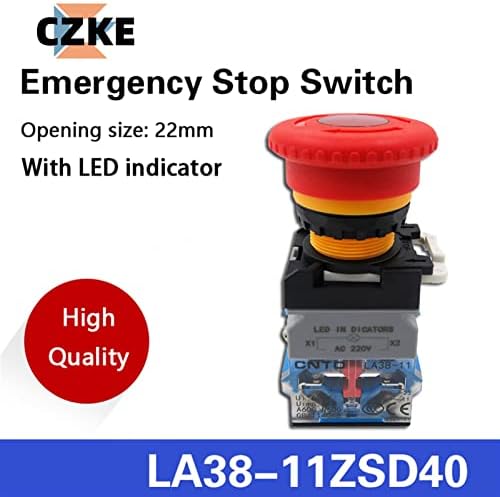 SJSW LA38 acil stop lambası güç 22mm anahtarları mantar kafa Kapalı buton Led anahtarı LA38-11ZSD40 220 V 24 V LAY38-11D