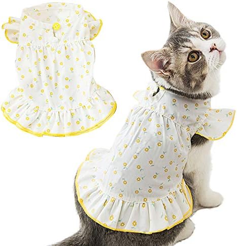 Pet Yaz çiçekli elbiseler Ayçiçeği Prenses Köpek Elbise Kedi Elbise Küçük Irklar için Yavru Kedi Giyim Köpek Giyim (Küçük)