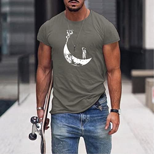 XXBR erkek Asker Kısa Kollu Tee Üstleri Mens için, Komik Astronot Grafik Baskı Yaz Atletik Egzersiz Kas T-shirt 2022 Yaz
